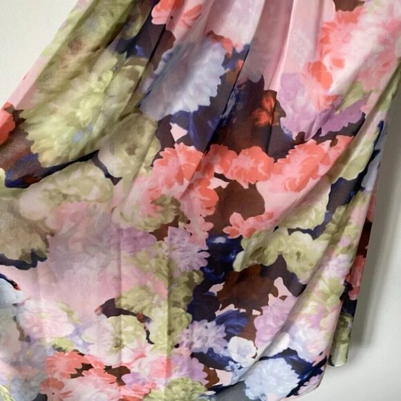 1. State Watercolor Floral Chiffon Halter Dress Sz Medium - Picture 6 of 11